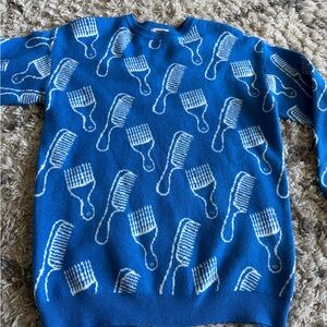 Target Blue Sweater with White Comb Pattern